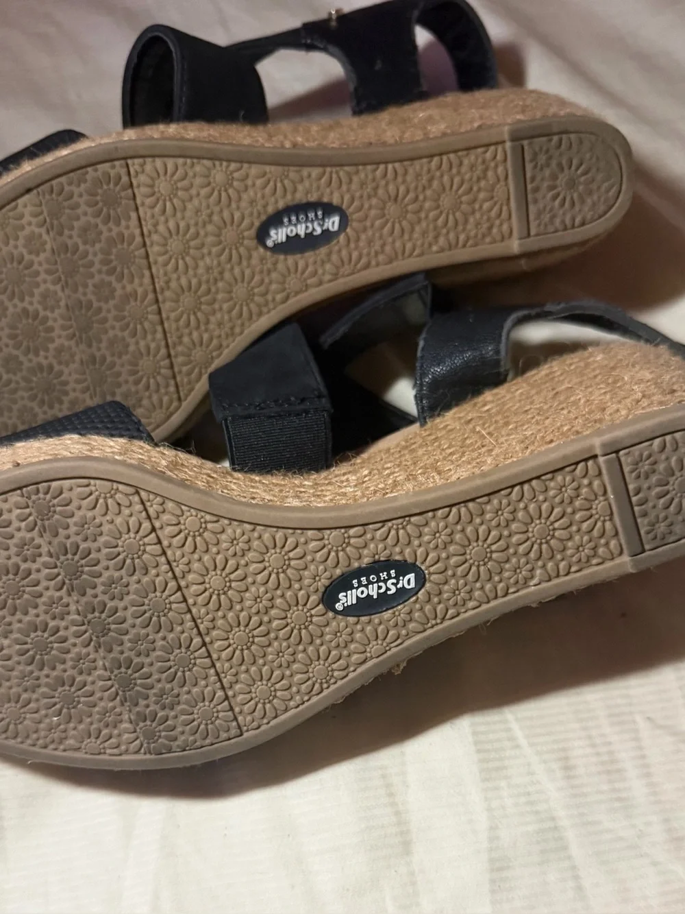 Dr. Scholl's Black Strappy Wedge Sandals with Cushioned Footbed